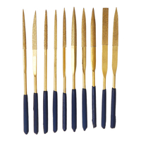 10 Pcs 160x4mm Titane Enduit Diamant Mini Aiguille Fichier Ensemble Pour Métal Bijoutier Sculpture Sur Bois Artisanat Bo