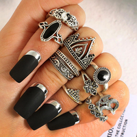 10 Pcs Bohème Déclaration Anneau Set Vintage Couronne Star Lune Fleur Knuckle Anneaux pour les Femmes