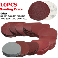 10 pièces 3 pouces disques de ponçage 75mm disques de ponceuse 80-3000 grains de ponçage de polissage ensemble de tampon