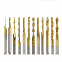 10 pièces 3.175mm tige titane enduit boule nez fraise en carbure fraise en spirale CNC routeur peu de gravure
