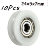 10 pièces 5x24x7mm roulement à billes U rainure Nylon poulie ronde roue rouleau pour 3.8mm corde roulement à billes