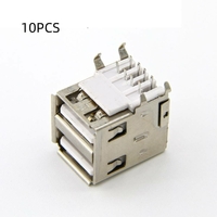 10 pièces Double couche 90 degrés flexion USB2.0 prise femelle Double interface de charge USB connecteur USB dalime