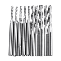 10 pièces fraise 5ps 1.5mm fraise en bout et 5 pièces doubles flûtes 3.175x17mm fraise