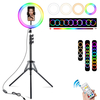 10 pouces 3000K-6500K Anneau lumineux LED RVB avec télécommande trépied Portable USB Ring Light Lamp pour Vlogging TikTo
