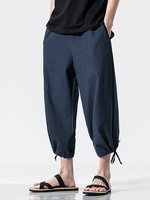 100 ％ Pantalon simple simple à cordon de serrage en coton de couleur unie