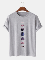 100% coton éclipse lunaire imprimé décontracté col rond T-shirts manches courtes