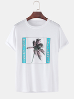 100% coton Coconut Tree T-shirts amples à manches courtes