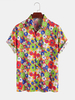 100% coton Colorful Daisy imprimé col rabattu chemises de vacances décontractées pour hommes femmes