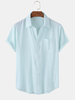 100% coton couleur unie pour hommes boutonner des chemises confortables à manches courtes