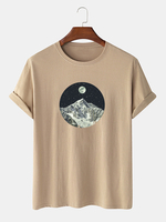 100% coton design montagne paysage T-shirts décontractés à manches courtes