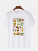 100% coton dessin animé Fast-Food Imprimer ras du cou lâche T-shirts à manches courtes