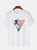 100% coton dessin animé vague de mer impression col rond T-shirts décontractés à manches courtes