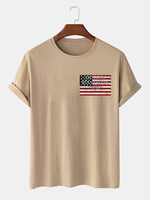 100% coton drapeau américain impression T-shirts manches courtes col rond