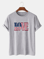 100% coton drapeau de lAmérique LOVE impression T-shirts manches courtes col rond