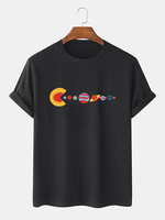100% coton drôle planète imprimer col rond manches courtes T-shirts amples
