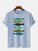100% coton drôle poissons opposés imprimer des T-shirts lâches à manches courtes