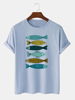 100% coton drôle poissons opposés imprimer des T-shirts lâches à manches courtes