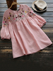 100% coton femmes chemisier vintage à broderie florale à manches bouffantes