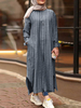 100% coton femmes rayées à la cheville Longueur robes maxi caftan avec poche latérale