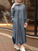 100% coton femmes rayées à la cheville Longueur robes maxi caftan avec poche latérale