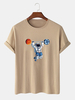 100% coton hommes astronaute imprimé col rond manches courtes t-shirts drôles
