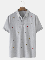 100% coton hommes broderie drôle manches courtes chemises de golf occasionnels