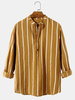 100% Coton Hommes Classic Chemises Henley à manches longues à rayures