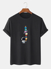 100% coton hommes dessin animé astronaute planète impression à manches courtes t-shirts drôles