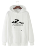 100% coton Hommes Halloween Lettre Design Bat Print Manches Raglan Kangourou Pocket Hoodies
