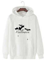 100% coton Hommes Halloween Lettre Design Bat Print Manches Raglan Kangourou Pocket Hoodies