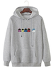 100% Coton Hommes Imprimé Bande Dessinée Longue Manches Raglan Poche Kangourou Hoodies