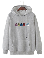 100% Coton Hommes Imprimé Bande Dessinée Longue Manches Raglan Poche Kangourou Hoodies