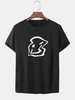 100% coton imprimé abstrait col rond manches courtes t-shirts noirs