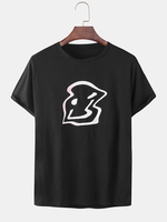 100% coton imprimé abstrait col rond manches courtes t-shirts noirs