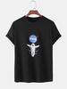100% coton imprimé astronaute col rond manches courtes t-shirts respirants