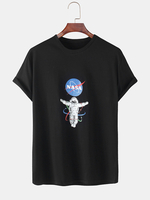 100% coton imprimé astronaute col rond manches courtes t-shirts respirants