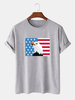 100% coton imprimé drapeau américain T-shirts manches courtes col rond