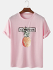 100% coton imprimé lettre motif ananas rose t-shirts décontractés à manches courtes