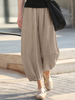 100% coton lâche taille élastique mi-mollet Longueur pantalon mince pour femme