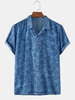 100% coton Mens Design Tropical Landscape Holiday Casual Chemises à manches courtes