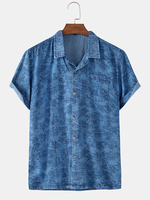 100% coton Mens Design Tropical Landscape Holiday Casual Chemises à manches courtes