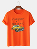 100% coton Mens Funny Cartoon Car Pattern Script Print T-shirts de base