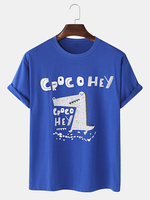 100% coton mignon dessin animé crocodile motif lettre imprimer lâche T-shirts à manches courtes