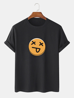 100% coton Émoticônes drôles Imprimer T-shirts simples à manches courtes