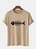 100% coton os de poisson drôle de bande dessinée imprimer des t-shirts à manches courtes occasionnels