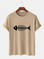 100% coton os de poisson drôle de bande dessinée imprimer des t-shirts à manches courtes occasionnels