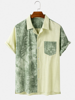 100% coton épissé Tie-dye Patchwork Pocket Chemises décontractées respirantes