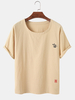 100% coton respirant hommes abstraits brodés simples t-shirts à manches courtes