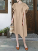 100% coton robe unie à volants lâches