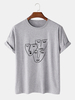 100% coton simple imprimé graffiti col rond t-shirts décontractés à manches courtes
